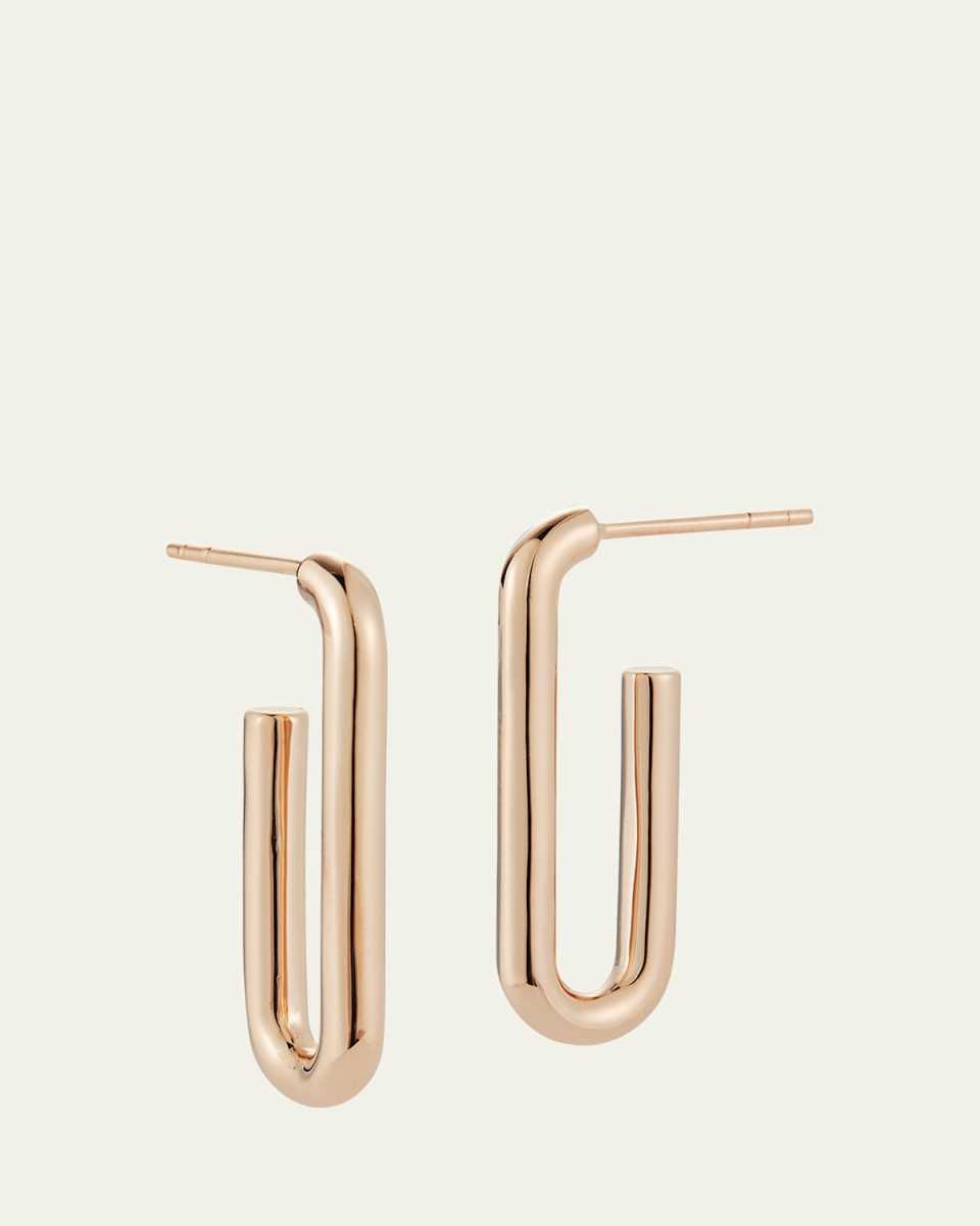 Saxon 18K Rose Gold Elongated Single Chain Link Earrings